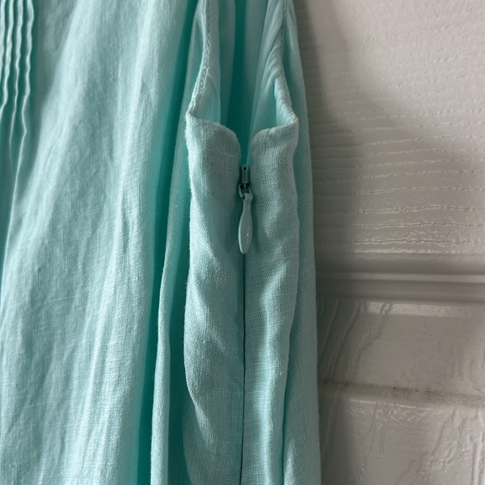 Vineyard Vines Cisco pintuck swing dress in pretty aqua linen - Picture 4 of 6